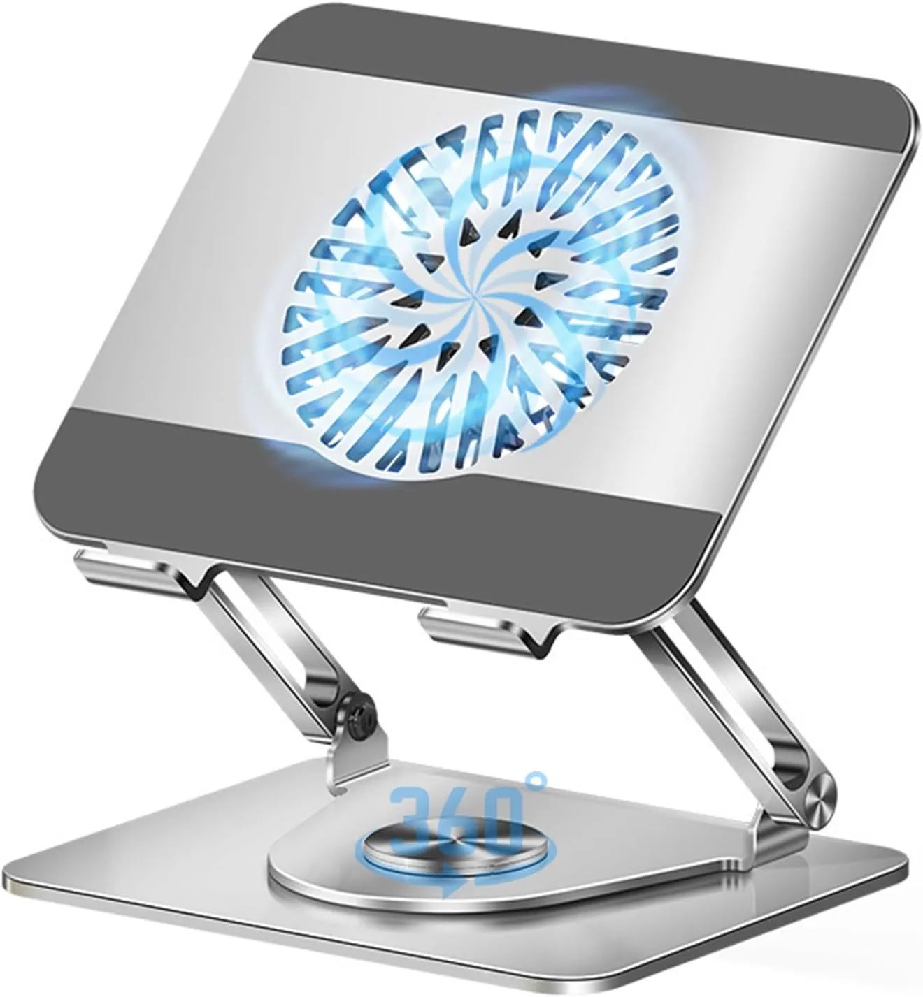 Laptop Cooling Pad 360 Rotating Laptop Stand with 5" Turbo Cooling Fan, 2 Adjustable Angle and 0-12 inches Tall Adjustable Cooling Pad Fits 10-17.3" laptops Pads 360-degree rotating fan for home use