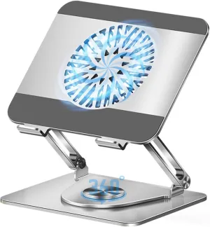 Laptop Cooling Pad 360 Rotating Laptop Stand with 5" Turbo Cooling Fan, 2 Adjustable Angle and 0-12 inches Tall Adjustable Cooling Pad Fits 10-17.3" laptops Pads 360-degree rotating fan for home use