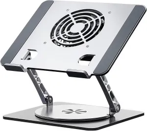 Laptop Cooling Stand with Fan, Adjustable Height Laptop Cooling Pad, 360 Rotation Base,Laptop Desk Stand Ergonomic, Fully Compatible with Laptops and Tablets from 10 to 16 Inches 360-degree rotating fan for home use