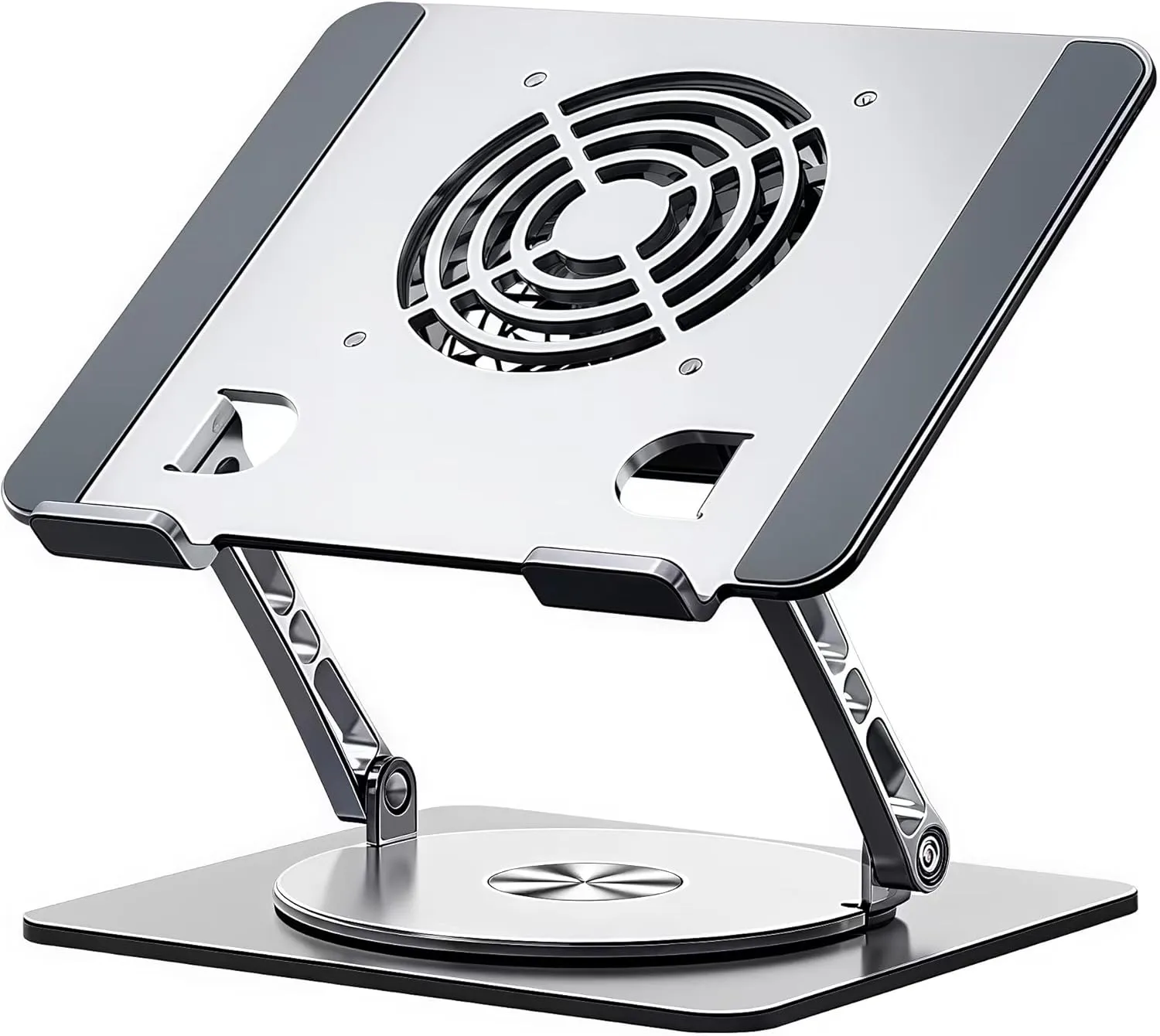 Laptop Cooling Stand with Fan, Adjustable Height Laptop Cooling Pad, 360 Rotation Base,Laptop Desk Stand Ergonomic, Fully Compatible with Laptops and Tablets from 10 to 16 Inches 360-degree rotating fan for home use