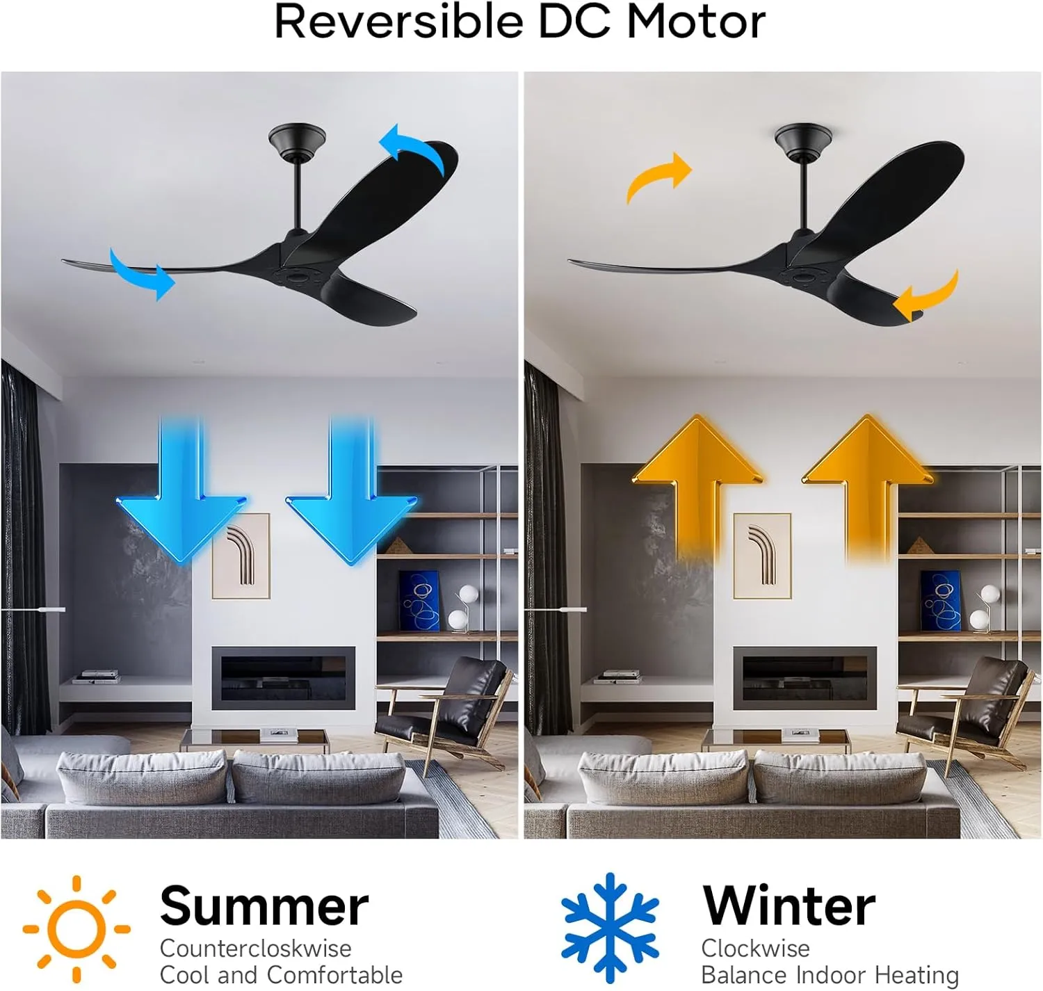 Large Wood Ceiling Fan with Remote, 70 Inch Black Modern Ceiling Fan Without Light, Outdoor Farmhouse Fan with Reversible DC Motor for Indoor Home Exterior Patio Porch Office