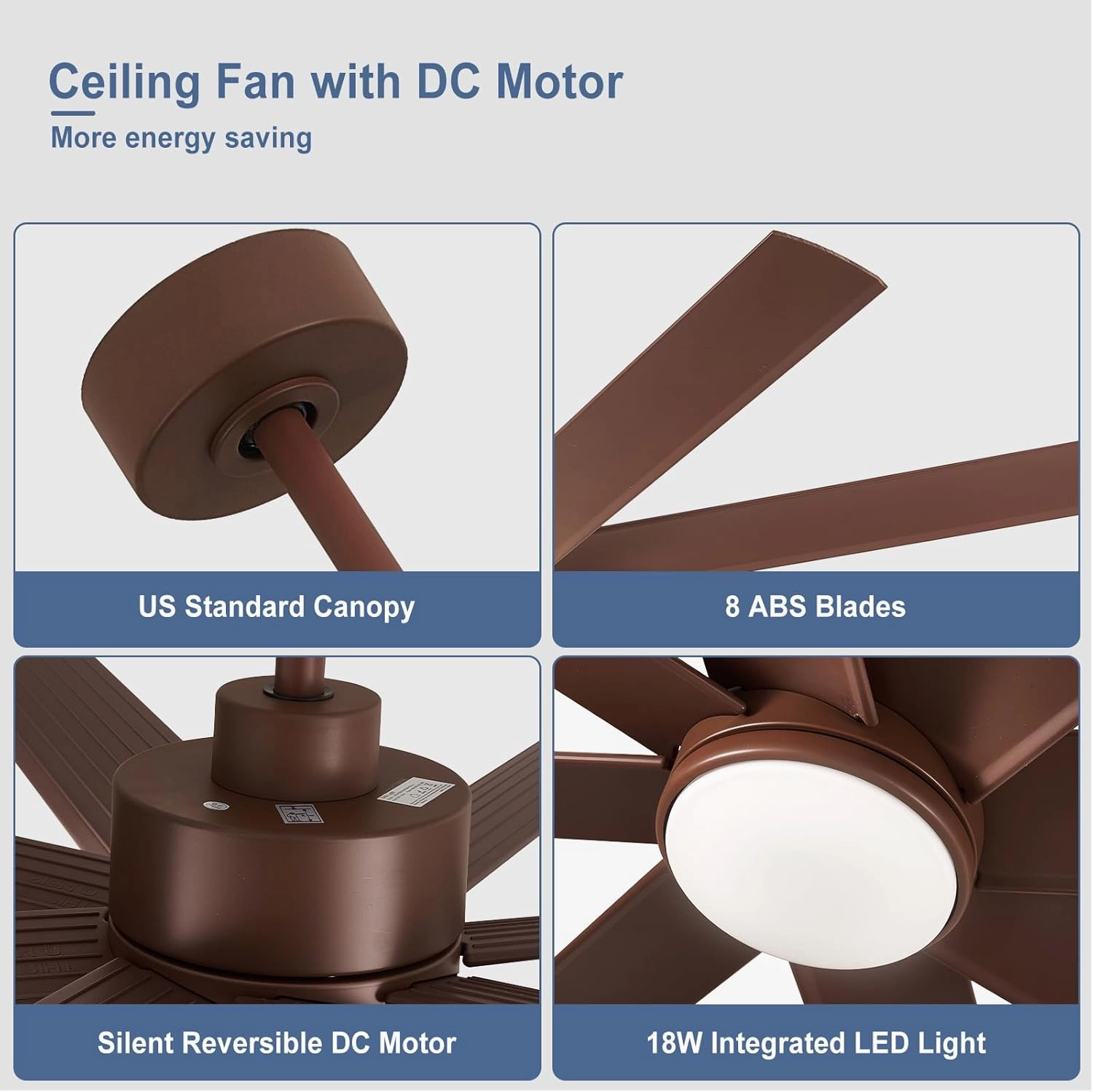 Large Ceiling Fan for Farmhouse: 60" Ceiling Fans with Remote APP Control 8 Blades Reversible Timer- Outdoor Ceiling Fans with Light for Big Home Office Rooms