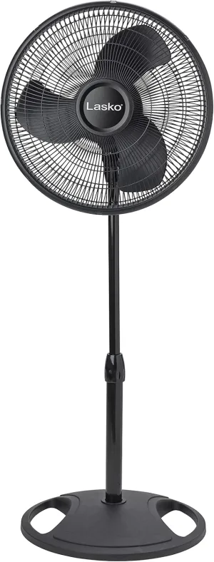 Lasko 2521 16 Inch 3-Speed Quiet Adjustable Tilting Wide-Area Oscillating Standing Pedestal Fan for Bedroom, Kitchen, Home, and Office, Black Fan with safety blade design