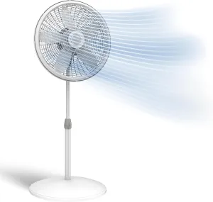 Lasko Oscillating Pedestal Fan - Lasko Fan with Adjustable Height and 3 Cooling Speeds, Portable, 18", White, 1820 Fan with safety blade design