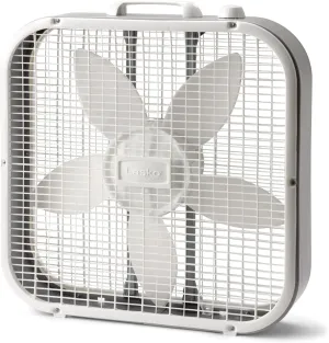 Laskoo 20" Cool Colors 3-Speed Box Fan with Weather-Resistant Motor, 1725 CFM Airflow, Portable Free-Standing Fan, 20-Inch Blades, Energy Efficient, Indoor Use - B20200 (White) Fan with safety blade design