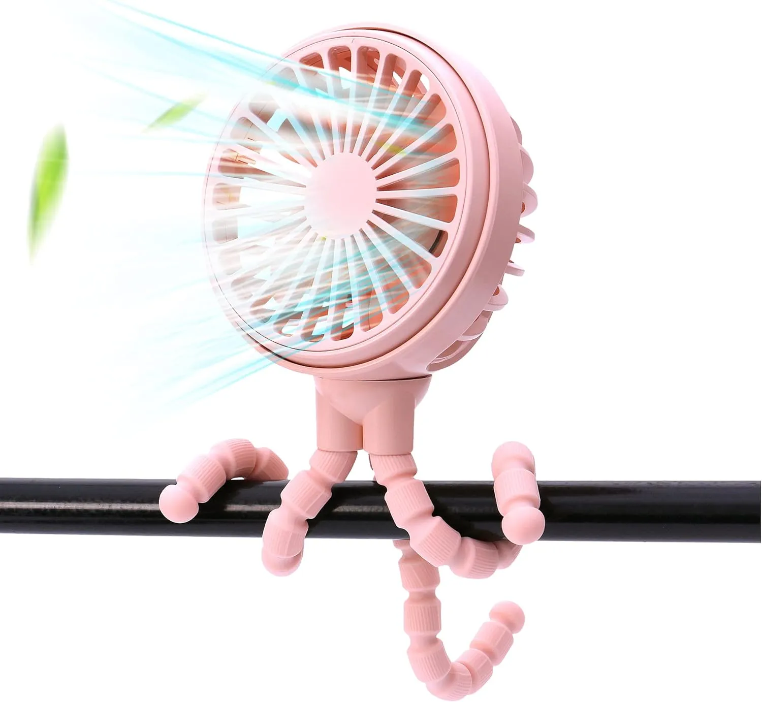 LAT Stroller Fan Flexible Tripod Clip On Fan,Portable Fan Car Seat Baby Fan with Flexible Tripod (Pink) Rear-mounted fan for childrens safety