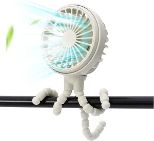LAT Stroller Fan Flexible Tripod Clip On Fan,Portable Fan Car Seat Baby Fan with Flexible Tripod (White) Rear-mounted fan for childrens safety