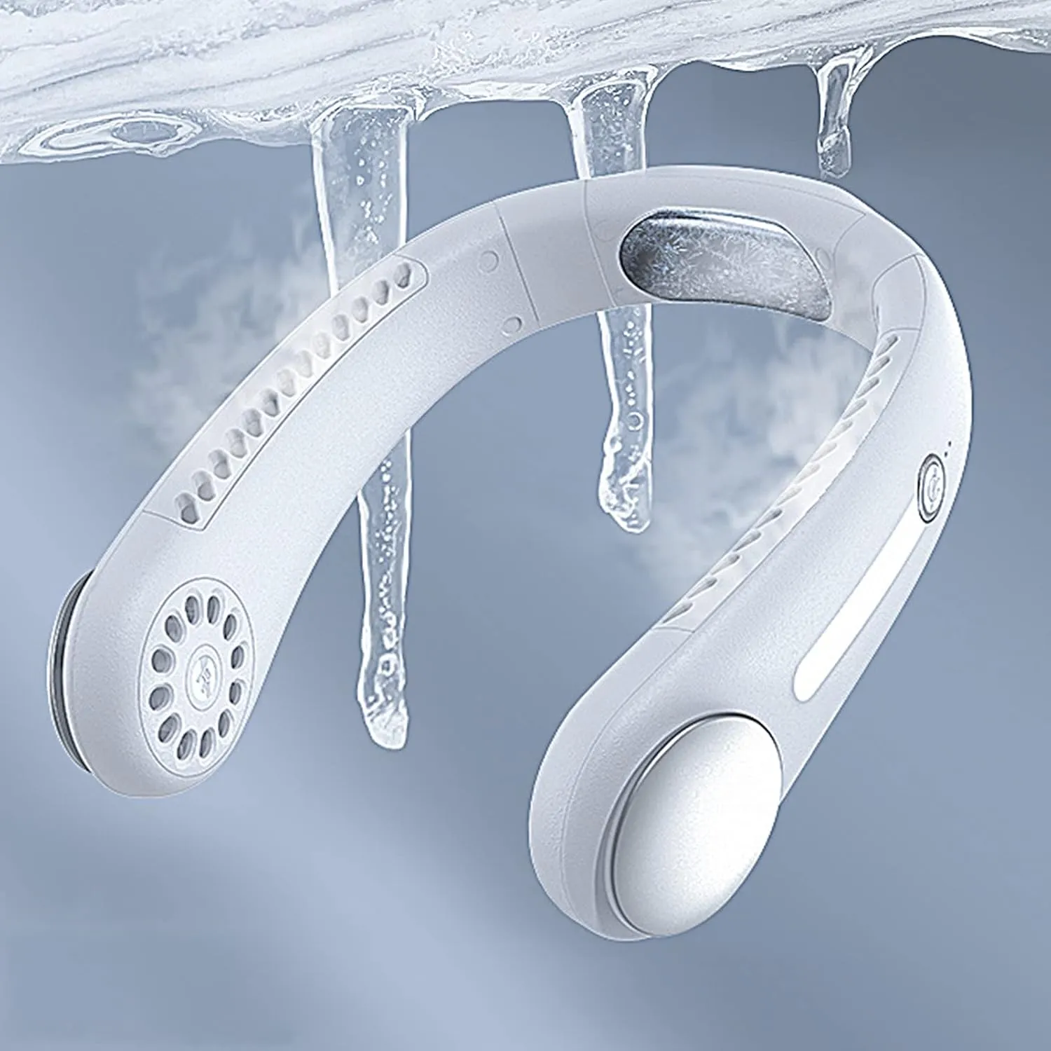 Leafless Hanging Neck Fan,[Instant Cooling] Personal Air Conditioner Built-in Refrigerating Chip Wearable Cooling Fan with 360 Wind Outlet Portable Hang for Hot Flashes Neck fan for hands-free comfort