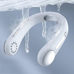 Leafless Hanging Neck Fan,[Instant Cooling] Personal Air Conditioner Built-in Refrigerating Chip Wearable Cooling Fan with 360 Wind Outlet Portable Hang for Hot Flashes Neck fan for hands-free comfort