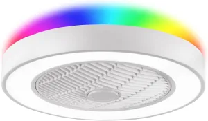 LEDIARY 20 Inch Low Profile Ceiling Fan With Light, LED Bladeless, Remote Control Enclosed Flush Mount, Timming, 3000-6000K, 6 Wind Speed, 3000LM, 57W-White RGB Small bladeless fan for quiet cooling