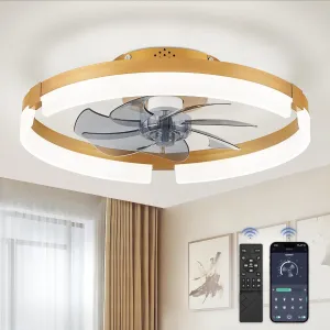 LEDIARY Ceiling Fans with Lights and Remote, 19.7 Inch Low Profile Ceiling Fan, 6 Speeds, Reversible, Dimmable Flush Mount Fan Light,Modern Ceiling Fan with Light for Bedroom, Gold Small bladeless fan for quiet cooling