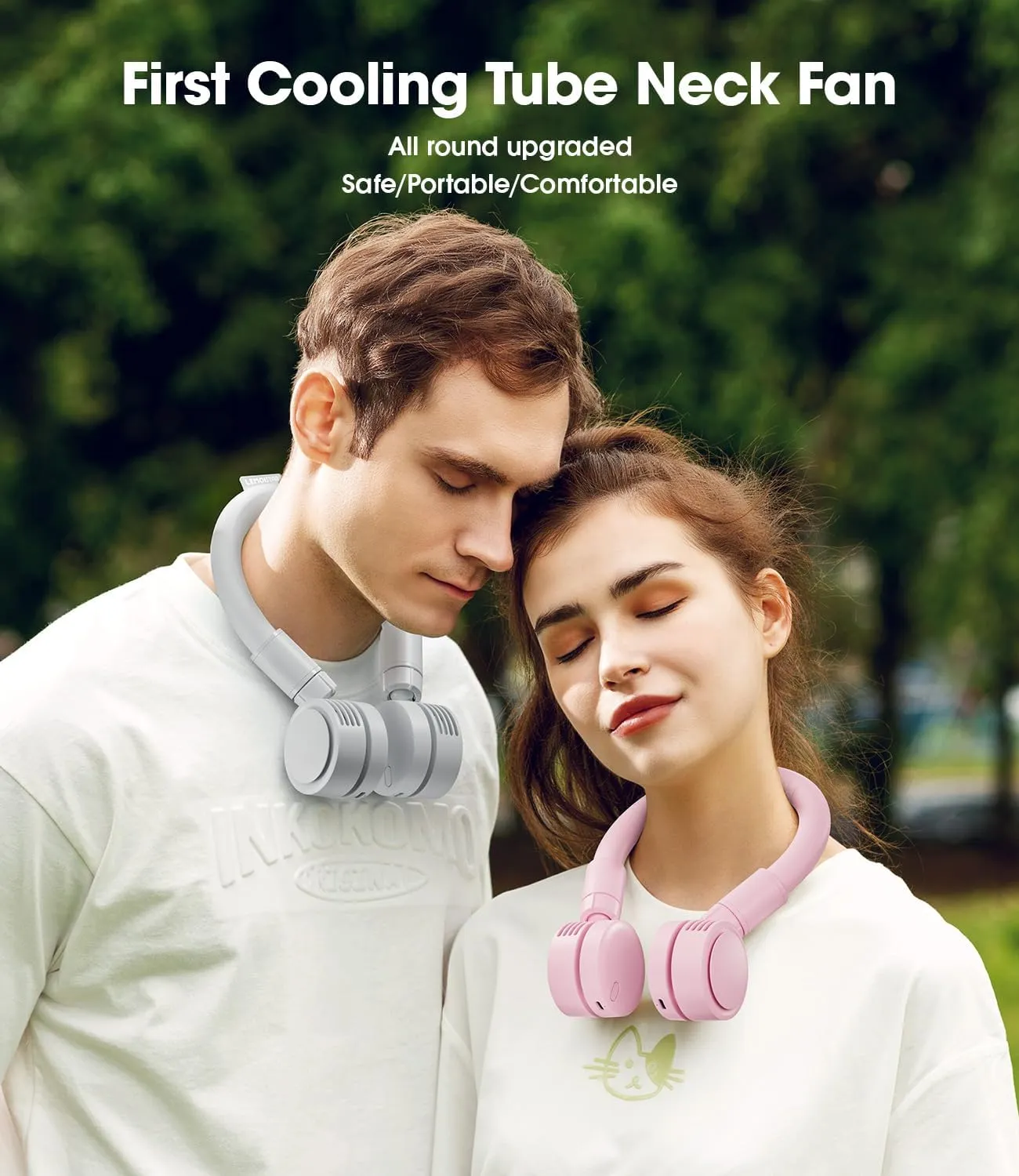LEMOISTAR Portable Neck Fan, Hands Free Bladeless Fan, 360 Cooling Personal Fan, Battery USB Rechargeable 3 Speed Adjustable Wearable Fan for Outdoor Indoor Office Travel Sports Women(Pink)