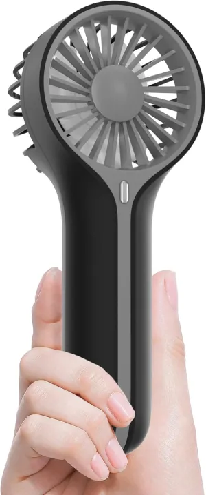 Lerat Mini Personal Fan Handheld, Small Portable Handheld Fan, Battery Operated, USB Rechargeable Face Makeup Lashes Desk Fan with Base, for Kids, Girls, Women, Men, Indoor (Black) USB desktop fan for workspace