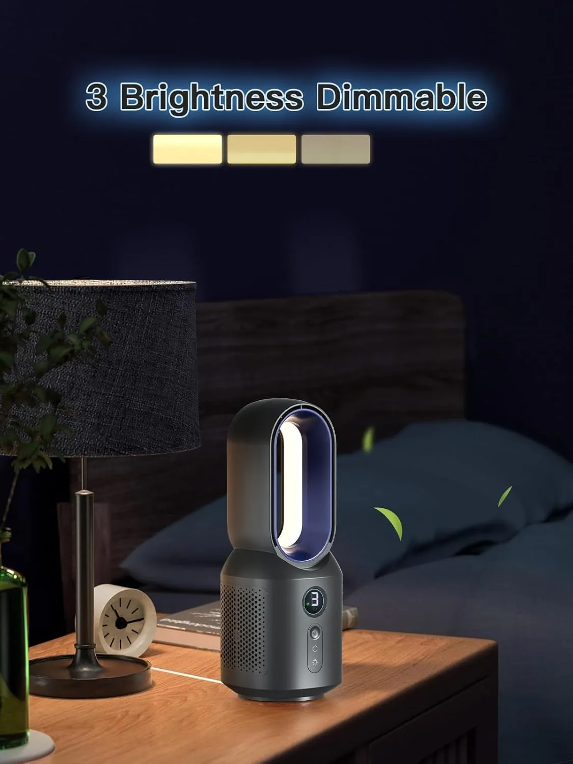 let'me 13 Inch Desk Fan, Bladeless Table Fan, 106 Oscillating Fan Touch Control with 3 Speeds and Night Light, Small Quiet Desk Fan for Personal, Office, Nightstand