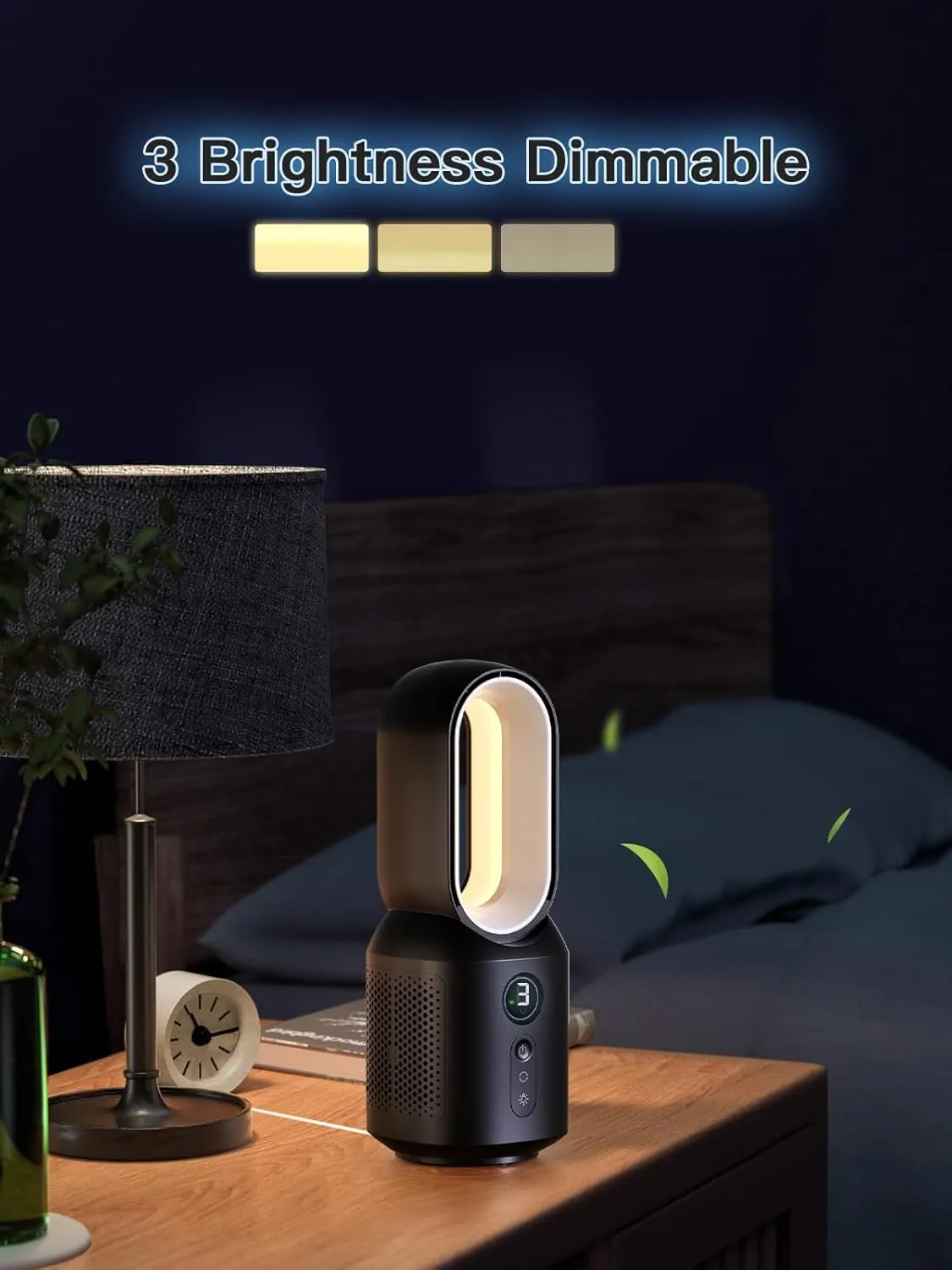 let'me 13 Inch Desk Fan, Small Bladeless Table Fan, 106 Oscillating Fan Touch Control with 3 Speeds and Night Light, Quiet Desk Fan for Personal, Office, Nightstand