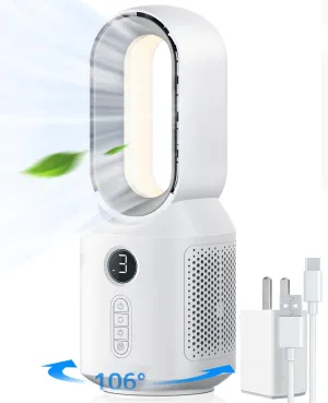 let'me Desk Fan, 106 Oscillating Fan for Indoors,Bladeless Fan with 3 Speeds, Small Office Fan with LED Light, 13 Inch Personal Small Fan for Bedroom Home Office Desktop Desktop fan with humidification feature