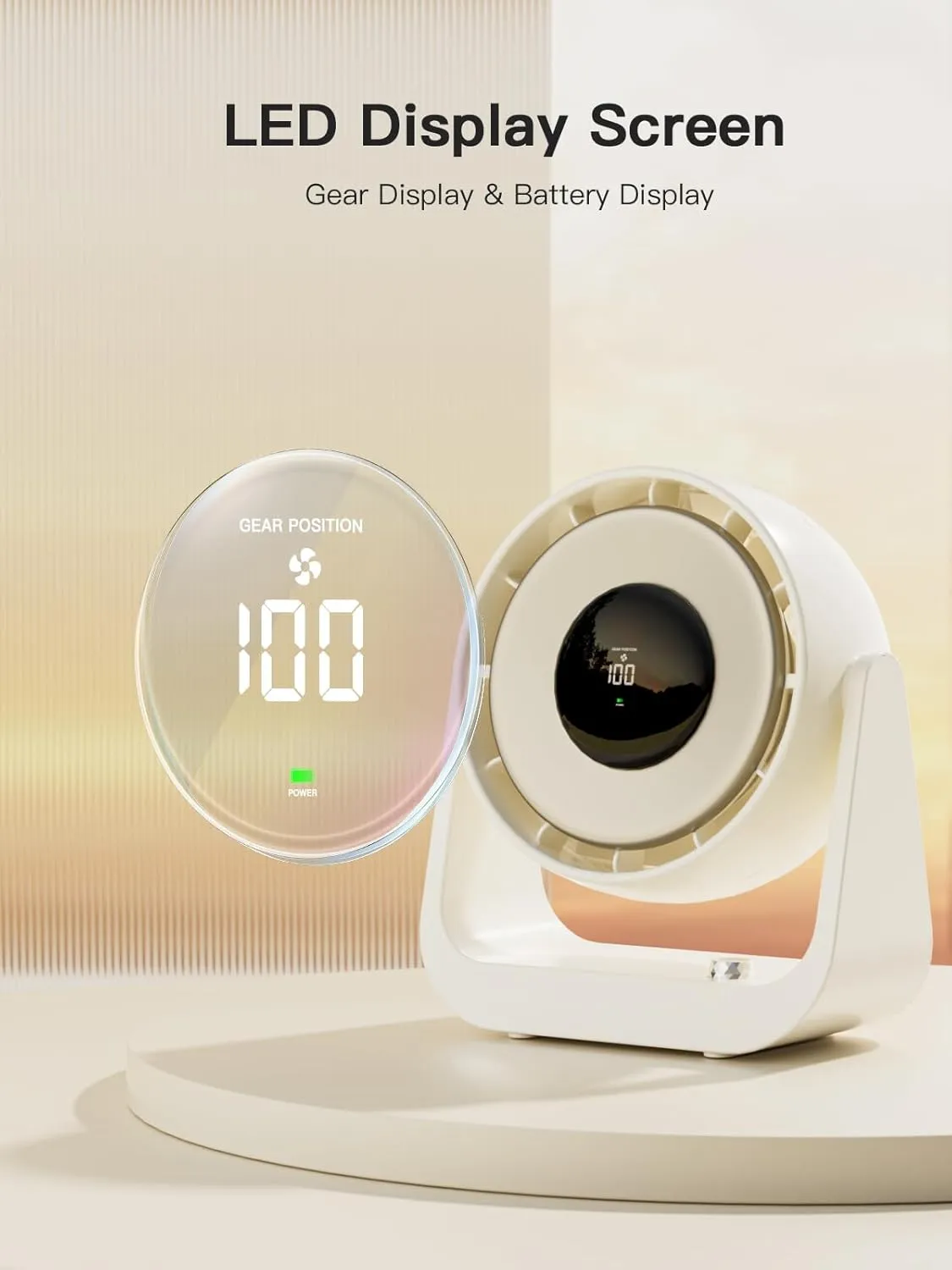let'me Desk Fan, Table Fan Rechargeable, 4000mAh, 180 Adjustable Tilt, 100 Speed Wind, Display Electricity in Real Time, USB Rechargeable Fan, Quiet Desktop Fan for Home, Office, Kitchen