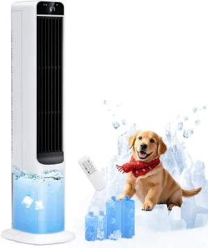 LifePlus 3-IN-1 Evaporative Air Cooler, 41Inch Cooling Fans that Blow Cold Air with 1.32 Gallon, 100 Oscillation, 12H Timer,3 Speeds, Energy Efficient Portable Swamp Cooler for Bedroom Office Home Tower bladeless fan for modern homes