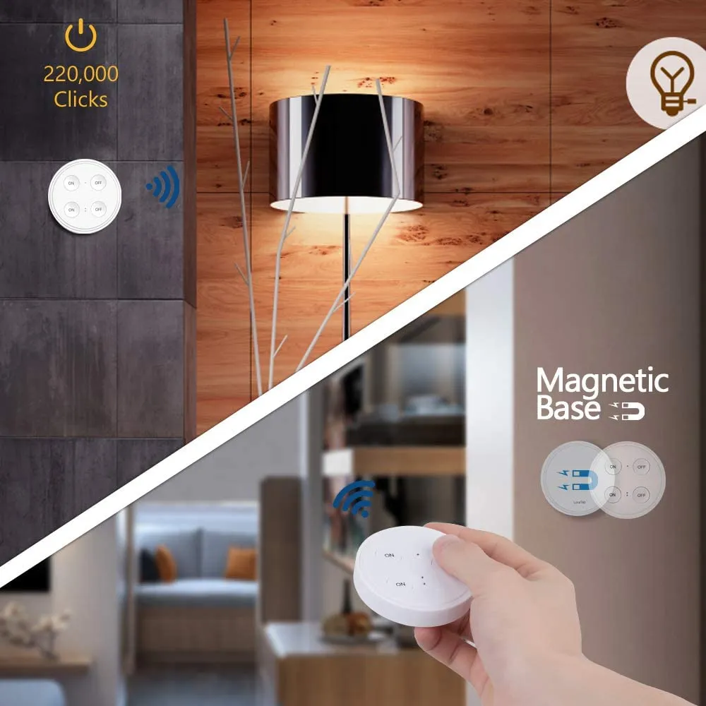 LoraTap Mini Remote Control Outlet Plug: 656ft Range  Wireless Light Switch for Household Appliances  No Wiring  1 Remote for 2 Outlets