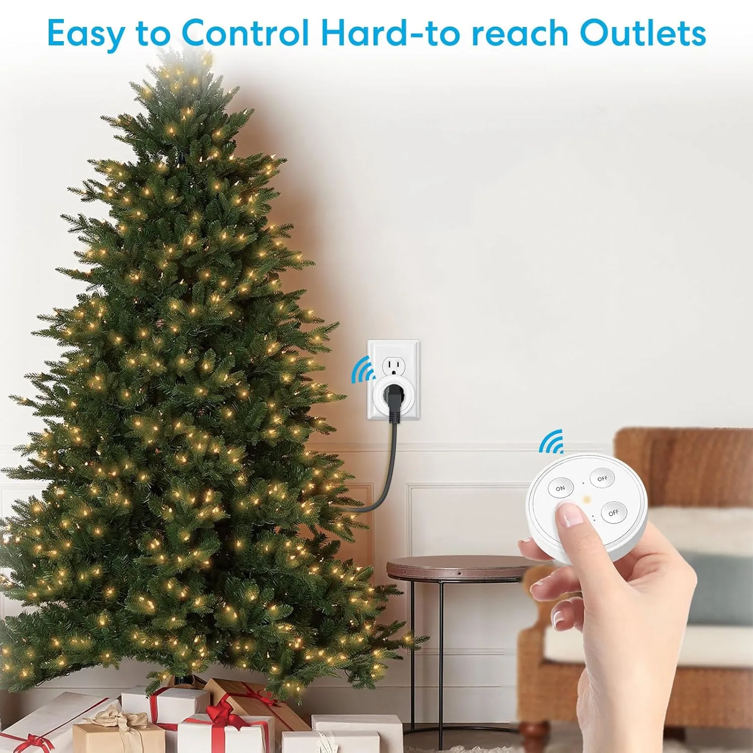 LoraTap Mini Remote Control Outlet Plug: 656ft Range  Wireless Light Switch for Household Appliances  No Wiring  1 Remote for 2 Outlets