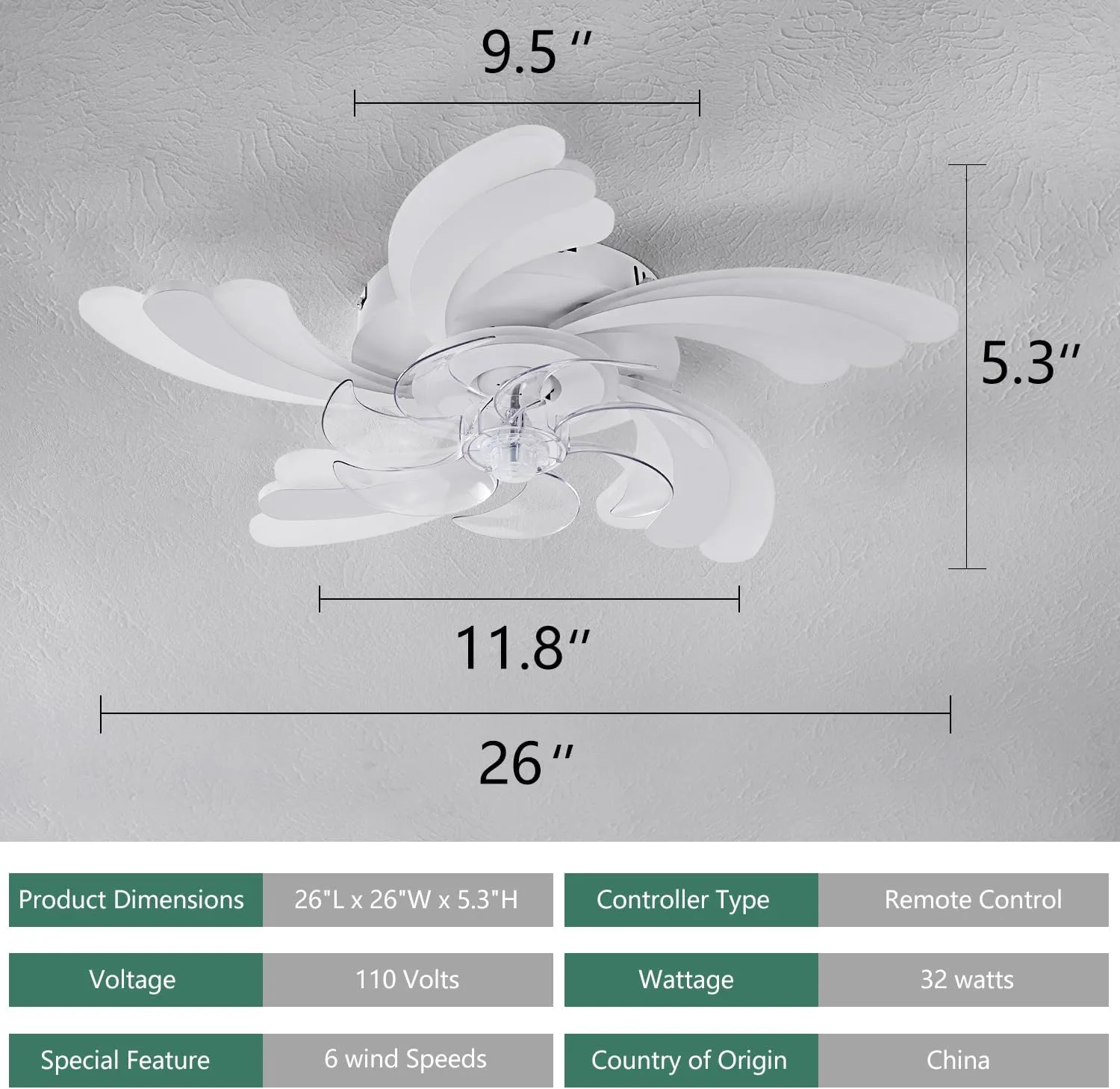 Low Profile Ceiling Fan with Remote & APP Control, Quiet Motor & Dimmable LED Light, White Flush Mount Ceiling Fan for Bedroom (6-Speed Timer)
