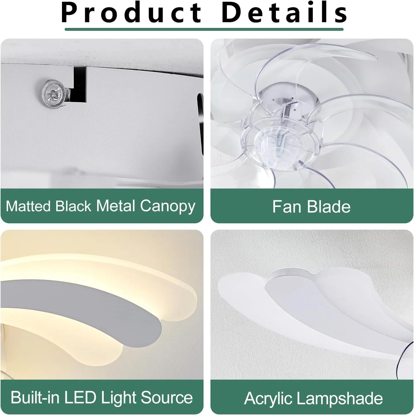 Low Profile Ceiling Fan with Remote & APP Control, Quiet Motor & Dimmable LED Light, White Flush Mount Ceiling Fan for Bedroom (6-Speed Timer)