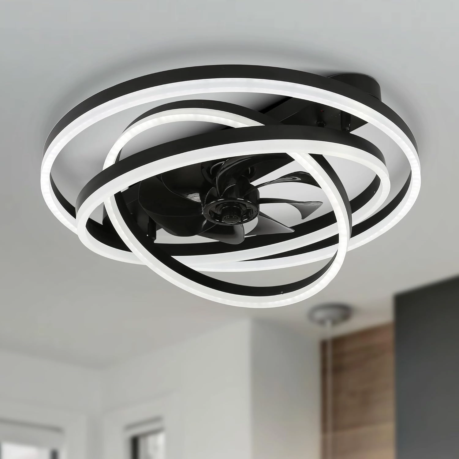 Low Profile Ceiling Fan with Light, 24'' Flush Mount Ceiling Fan with Lights 6 Speed Dimmable Ceiling Fans with Lights and Remote and App Control for Bedroom App-controlled remote fan for convenience