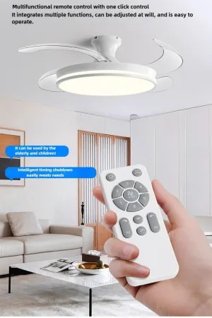 LUVIAN Small Retractable Blades Fan with led Lights - Space-Saving Design, Dual-Function Lighting, Smart Remote Control for Quiet and Energy-efficient Cooling (Boom Model, 36inches) Fan with safety blade design