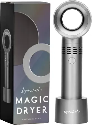 Lyon Lash Portable USB Rechargeable Bladeless Mini Fan/Air Conditioning Blower/Handheld Cooling Dryer, Essential Eyelash Extension Supplies, Dries Eyelash Extensions Glue/Adhesive Rapidly (Silver) Small bladeless fan for quiet cooling