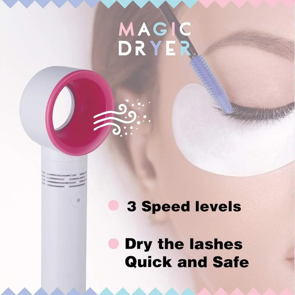 Lyon Lash Portable USB Rechargeable Bladeless Mini Fan/Air Conditioning Blower/Handheld Cooling Dryer, Essential Eyelash Extension Supplies, Dries Eyelash Extensions Glue/Adhesive Rapidly (White)