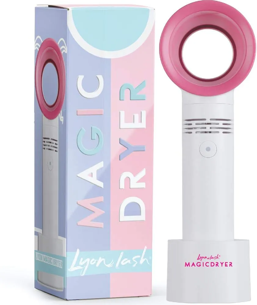 Lyon Lash Portable USB Rechargeable Bladeless Mini Fan/Air Conditioning Blower/Handheld Cooling Dryer, Essential Eyelash Extension Supplies, Dries Eyelash Extensions Glue/Adhesive Rapidly (White) Small bladeless fan for quiet cooling