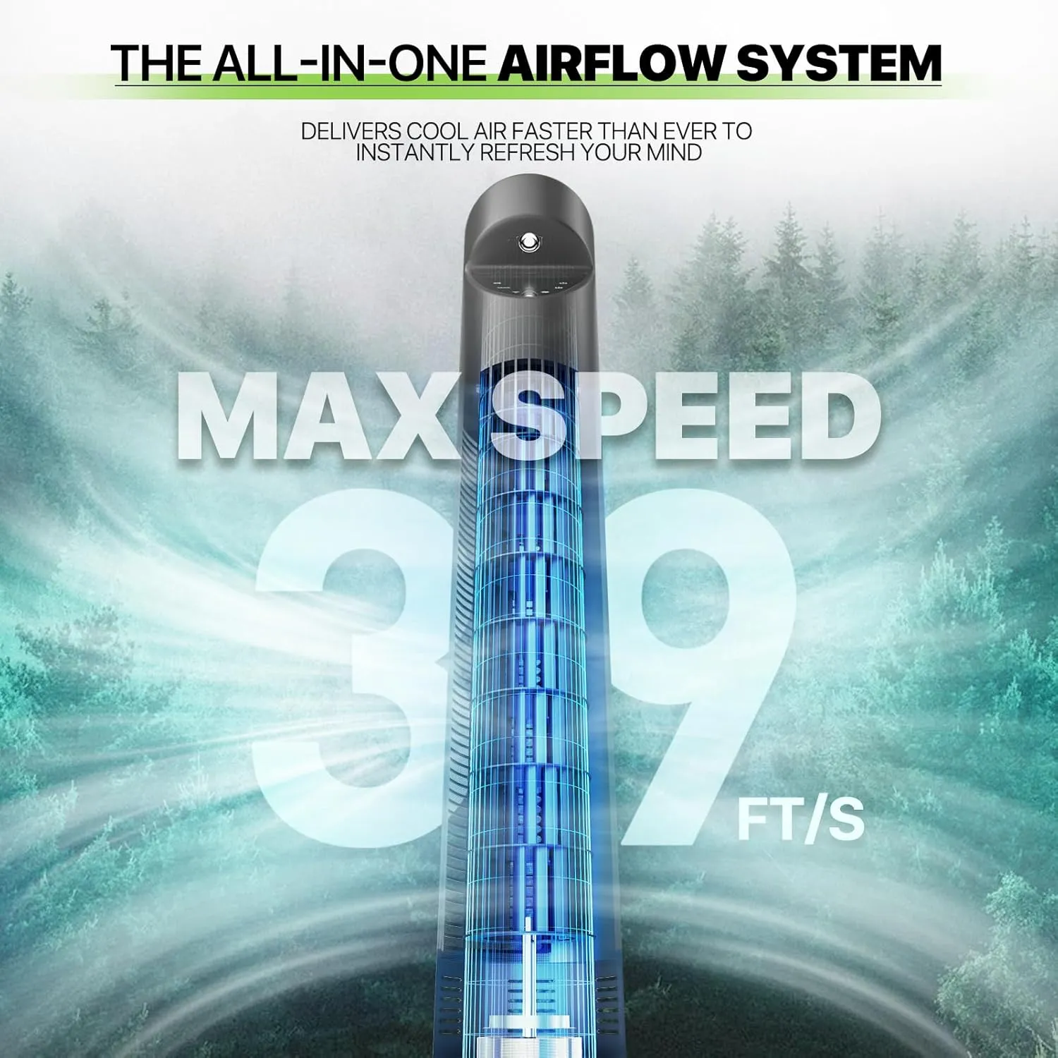 Magshion 47" Bladeless Tower Fan for Bedroom, Quiet 20dB Cooling Fan with Remote & Touch Screen, 3 Modes & 3 Speeds, 39ft/s Airflow, 70 Oscillating Standing Fan with Timer (Gray)