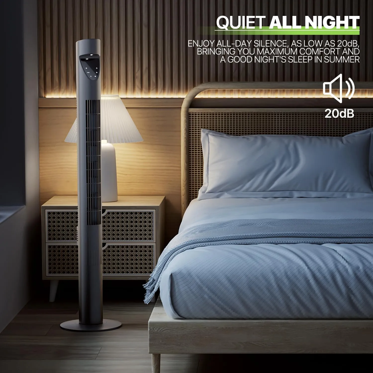 Magshion 47" Bladeless Tower Fan for Bedroom, Quiet 20dB Cooling Fan with Remote & Touch Screen, 3 Modes & 3 Speeds, 39ft/s Airflow, 70 Oscillating Standing Fan with Timer (Gray)
