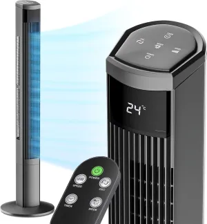 Magshion 48" Bladeless Oscillating Tower Fan with Remote, 8-Speed Quiet Cooling Fan for Bedroom & Living Room (Gray) Tower bladeless fan for modern homes
