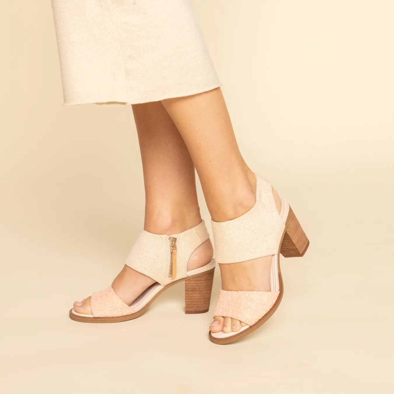 Majorca Metallic Dusty Peach Floral Sandal