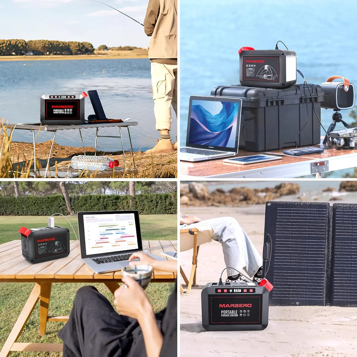 MARBERO 200W Portable Power Station 148Wh Camping Solar Generator Laptop Power Bank with AC Outlet 110V, DC, USB QC3.0, LED Flashlights for CPAP Home Outdoor Trip Emergency Backup