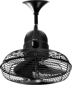 Matthews KC-BK Kaye 13" Indoor/Outdoor Damp Rated 90 Degree Oscillating Wall Mount Fan/Ceiling Fan with Wall Control, 3 Metal Blades, Matte Black Fan with safety blade design