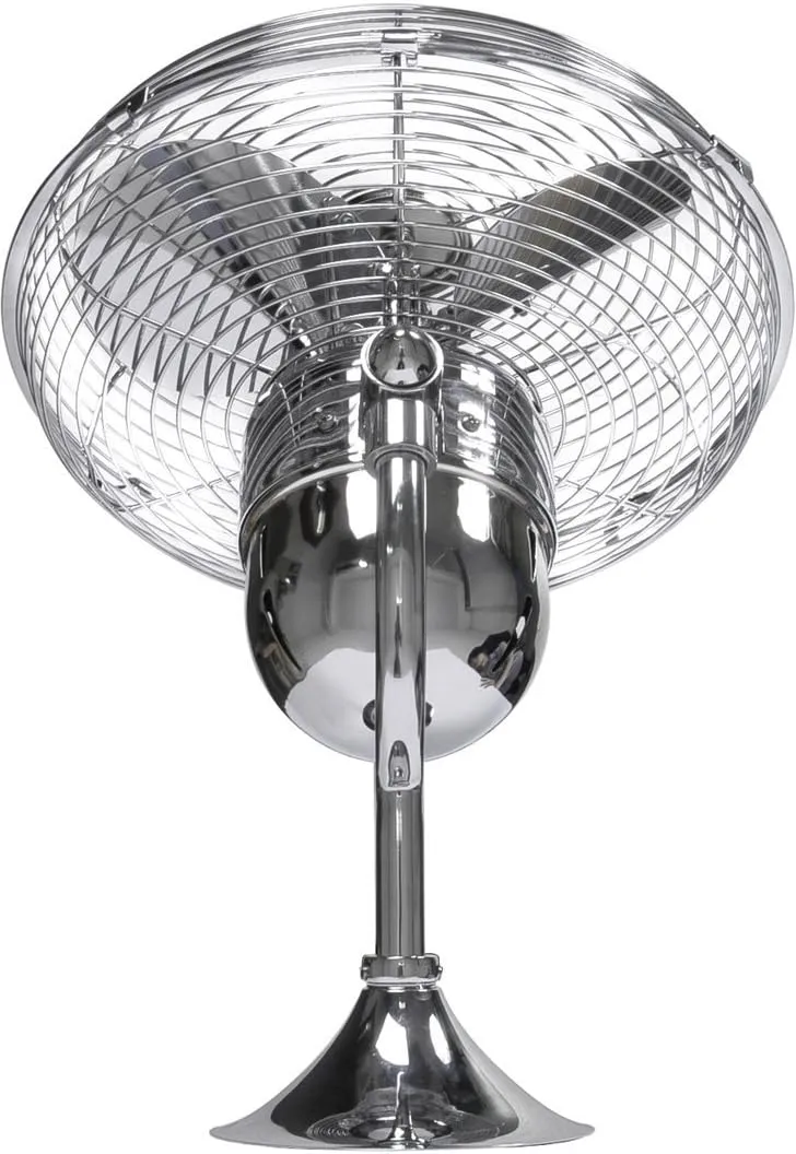 Matthews KC-CR Kaye 13" Indoor/Outdoor Damp Rated 90 Degree Oscillating Wall Mount Fan/Ceiling Fan with Wall Control, 3 Metal Blades, Chrome