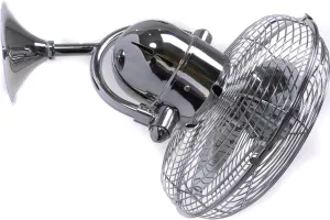 Matthews KC-CR Kaye 13" Indoor/Outdoor Damp Rated 90 Degree Oscillating Wall Mount Fan/Ceiling Fan with Wall Control, 3 Metal Blades, Chrome Fan with safety blade design