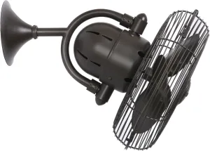 Matthews KC-TB Kaye 13" Indoor/Outdoor Damp Rated Rated 90 Degree Oscillating Wall Mount Fan/Ceiling Fan with Wall Control, 3 Metal Blades with Safety Cage, Textured Bronze Fan with safety blade design