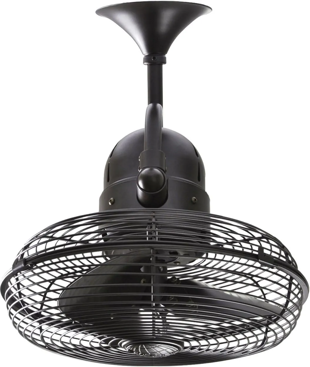 Matthews KC-TB Kaye 13" Indoor/Outdoor Damp Rated Rated 90 Degree Oscillating Wall Mount Fan/Ceiling Fan with Wall Control, 3 Metal Blades with Safety Cage, Textured Bronze