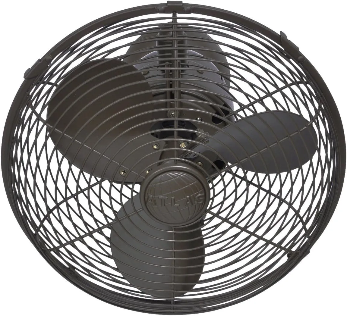 Matthews KC-TB Kaye 13" Indoor/Outdoor Damp Rated Rated 90 Degree Oscillating Wall Mount Fan/Ceiling Fan with Wall Control, 3 Metal Blades with Safety Cage, Textured Bronze