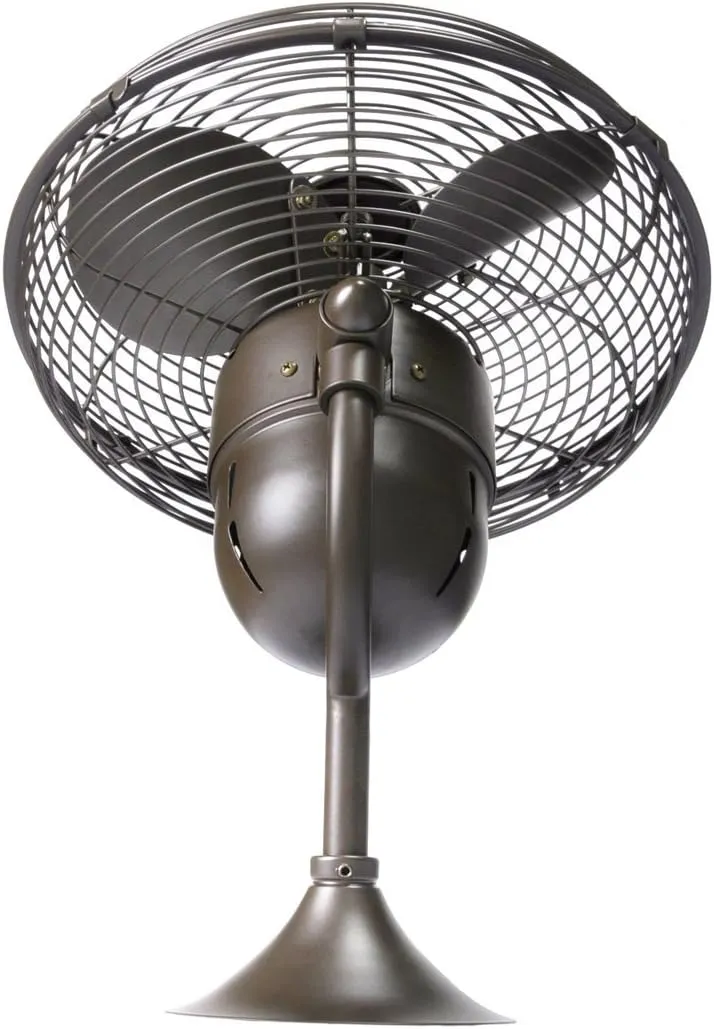 Matthews KC-TB Kaye 13" Indoor/Outdoor Damp Rated Rated 90 Degree Oscillating Wall Mount Fan/Ceiling Fan with Wall Control, 3 Metal Blades with Safety Cage, Textured Bronze