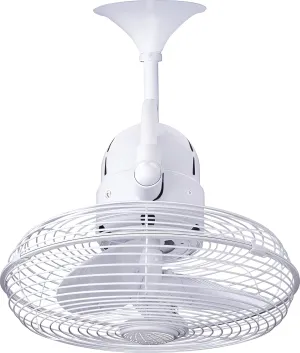 Matthews KC-WH Kaye 13" Indoor/Outdoor Damp Rated 90 Degree Oscillating Wall Mount Fan/Ceiling Fan with Wall Control, 3 Metal Blades, Gloss White Fan with safety blade design