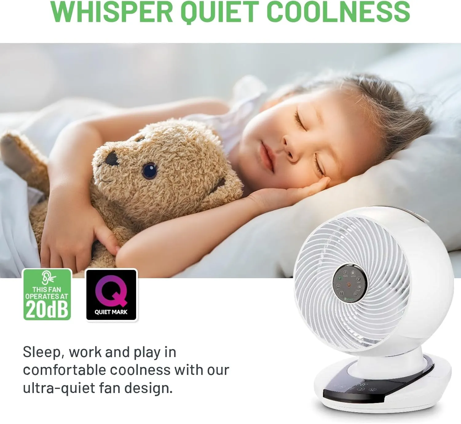 MeacoFan 1056 Air Circulator Desk Cooling Fan Ultra-Quiet, Low-Energy DC Fan