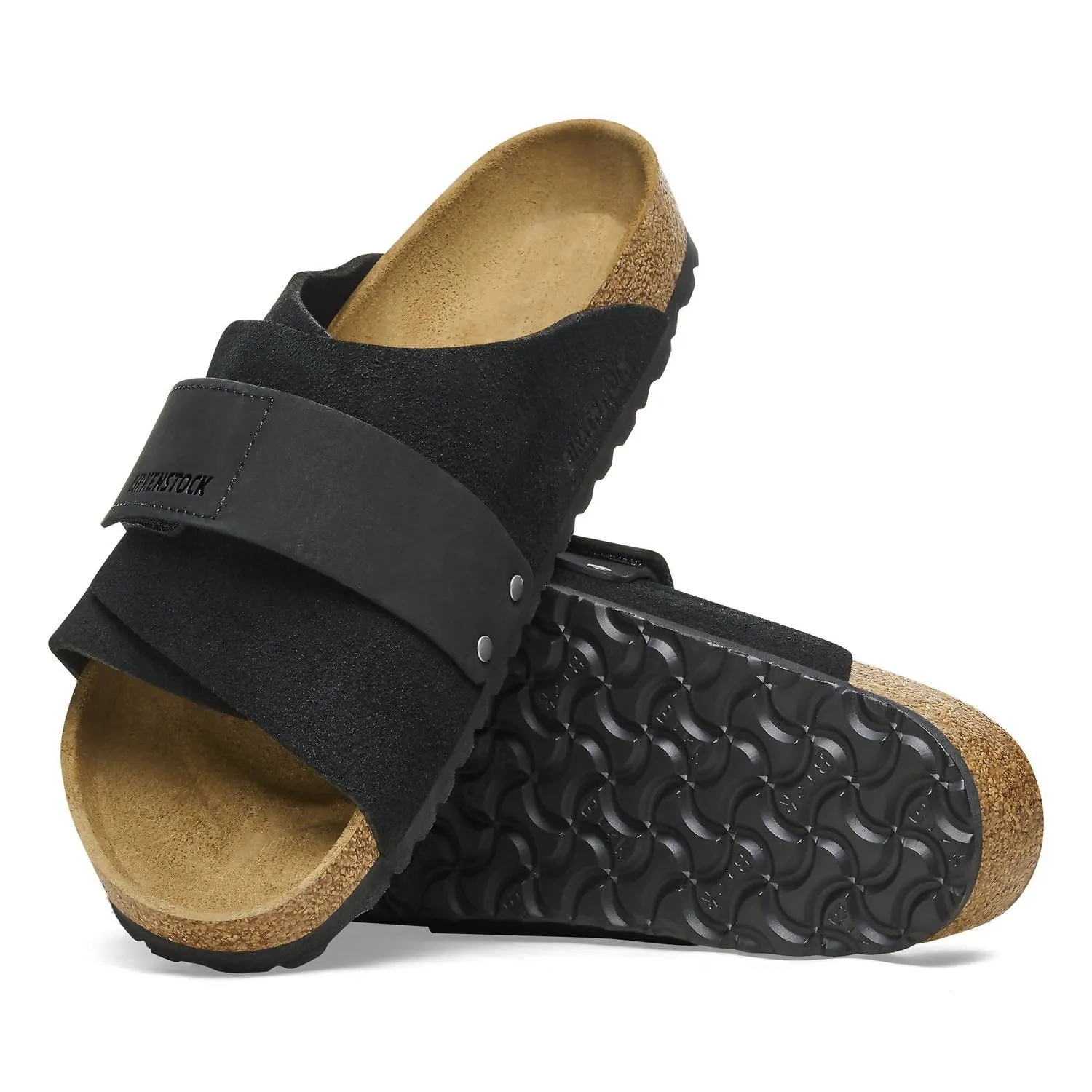 Men's Kyoto Nubuck Suede Leather Slide In Black