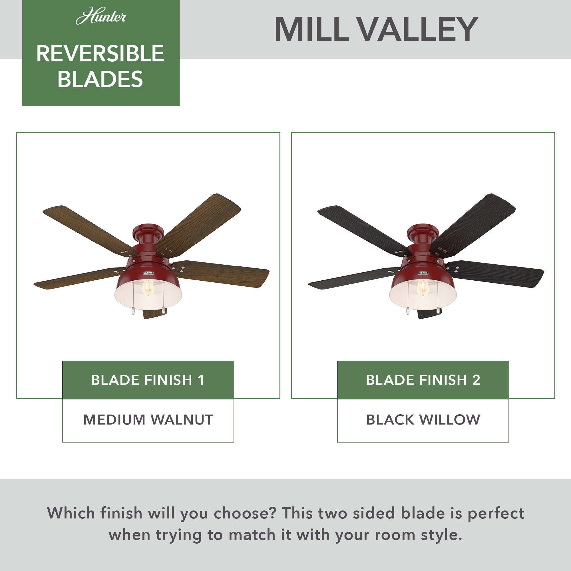 Mill Valley 52"Ceiling Fan Barn Red