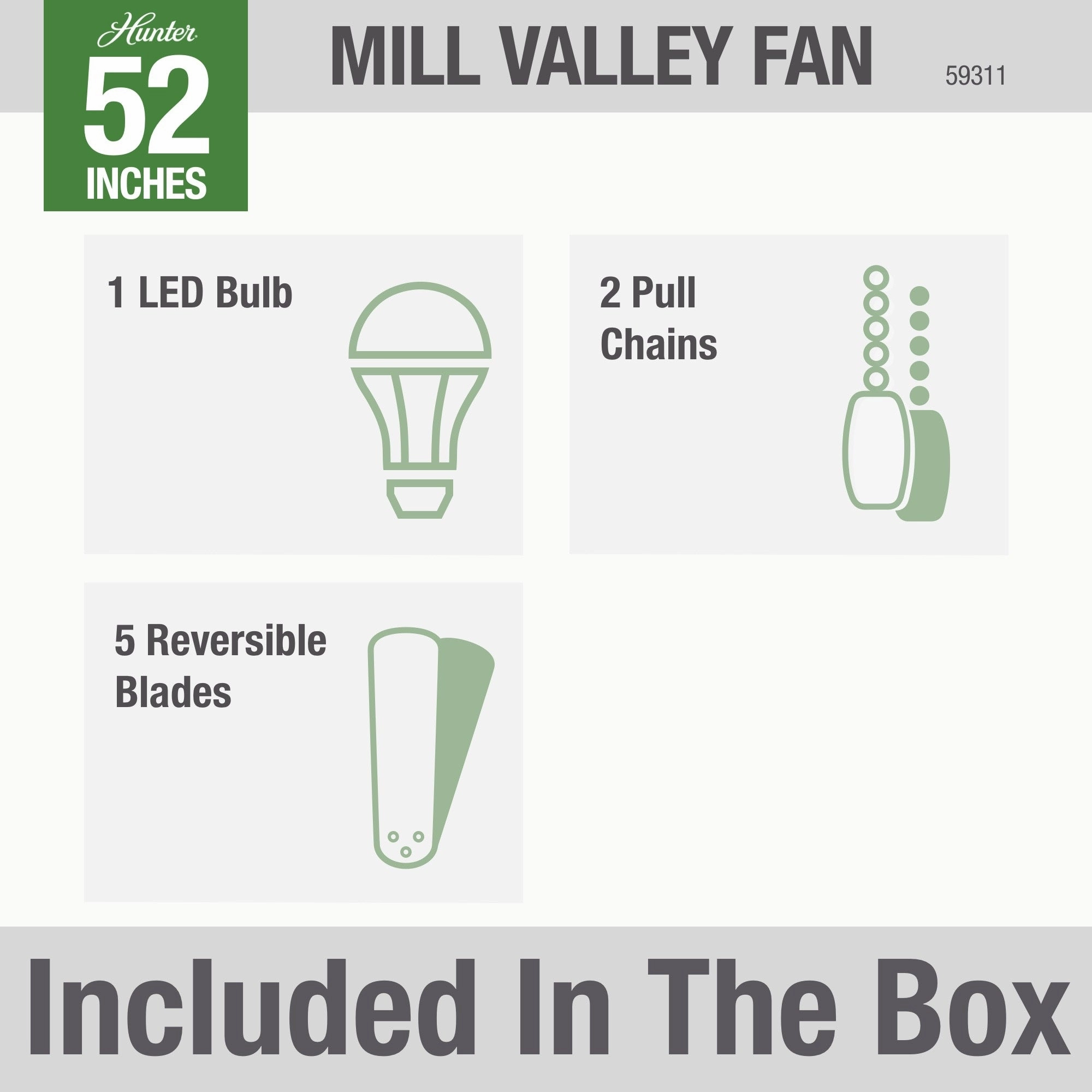 Mill Valley 52"Ceiling Fan Matte Silver
