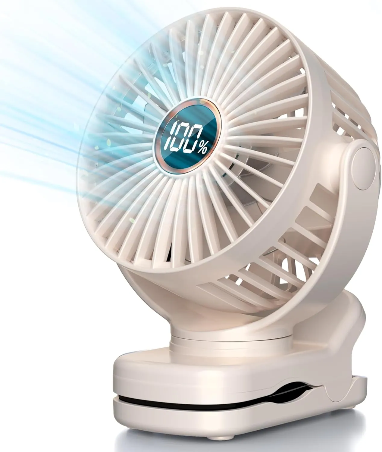 Mini Clip on Fan, Battery Operated Desk Fan, Digital display3 Speeds Adjustable, Bidirectional 360  Adjustable, Super Strong Wind, Portable Fan for Home, Office, Camping Mini handheld fan for personal cooling