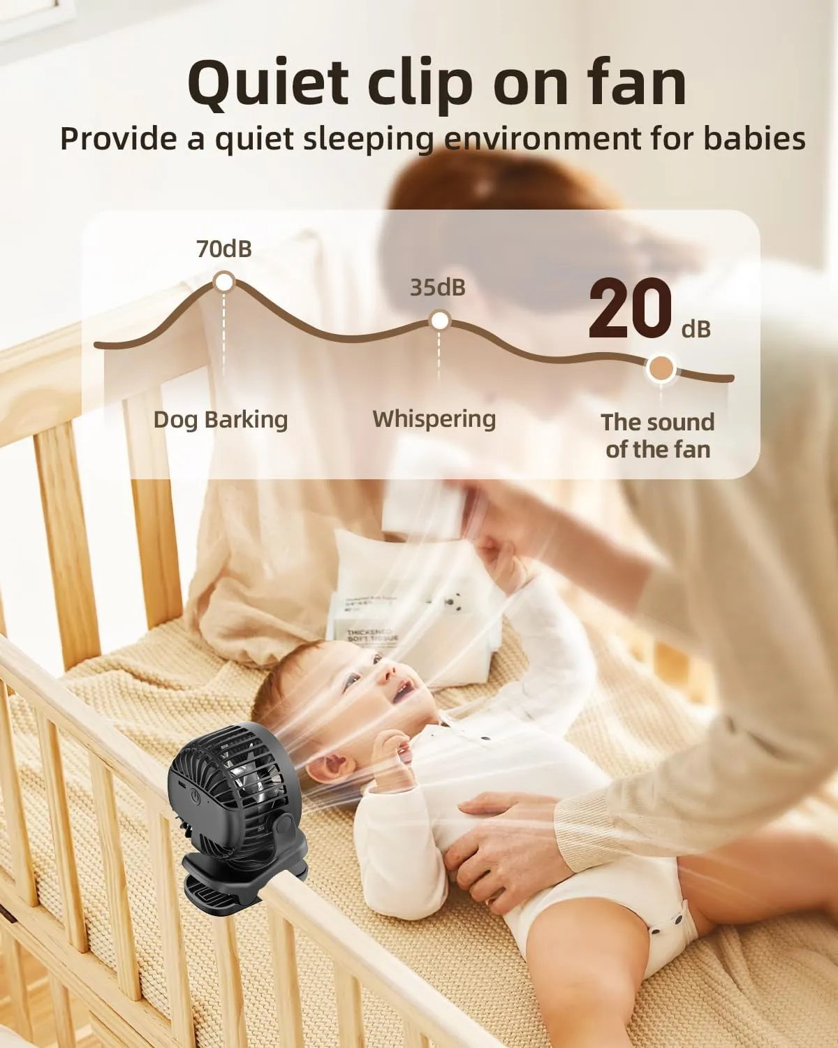 Mini Clip on Fan, Battery Operated Desk Fan, Digital display3 Speeds Adjustable, Bidirectional 360  Adjustable, Super Strong Wind, Portable Fan for Home Office Stroller Camping Black